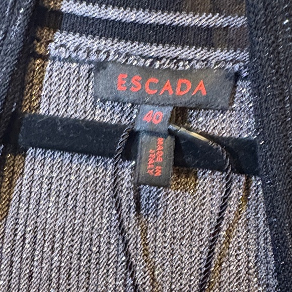 Escada Elegant Black and Silver Sparkly sheer Knit Open Cardigan, NWOT size 40 - Picture 2 of 11